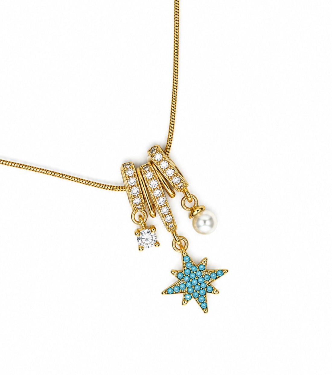 Blue star charm necklace