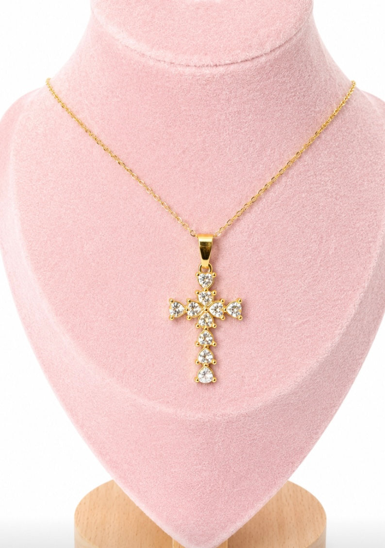 Diamond cross charm necklace - GlintHub
