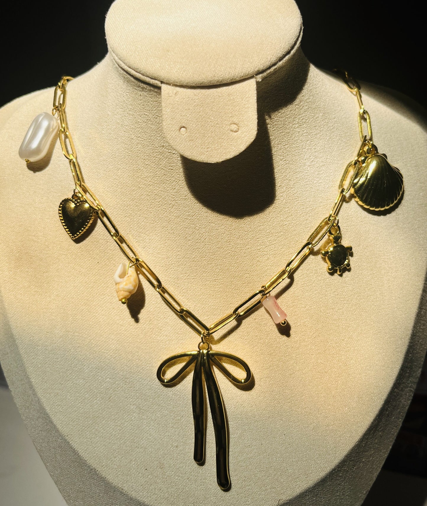 Ribbon Bow Charm Necklace1