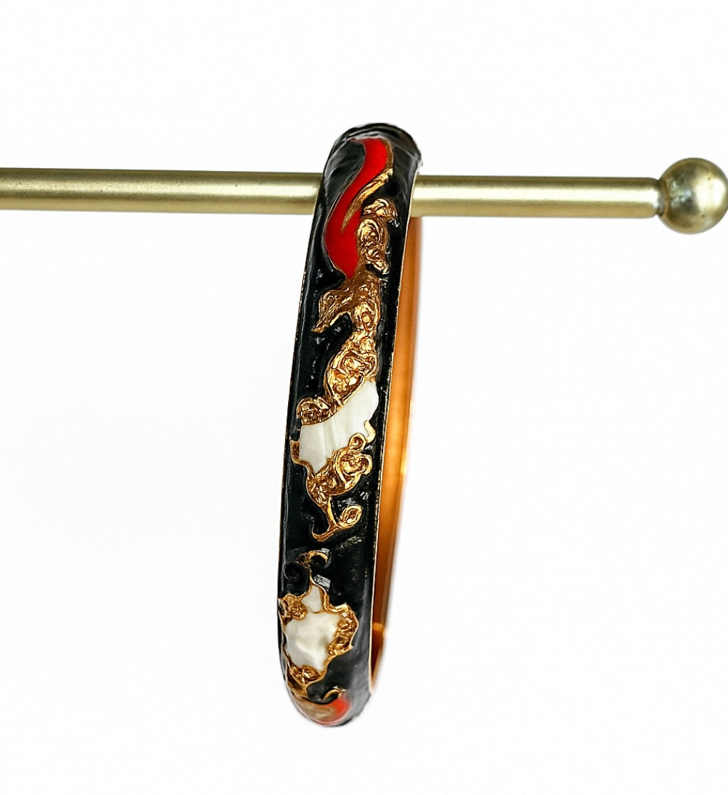 Radiant black enamel bangle - GlintHub