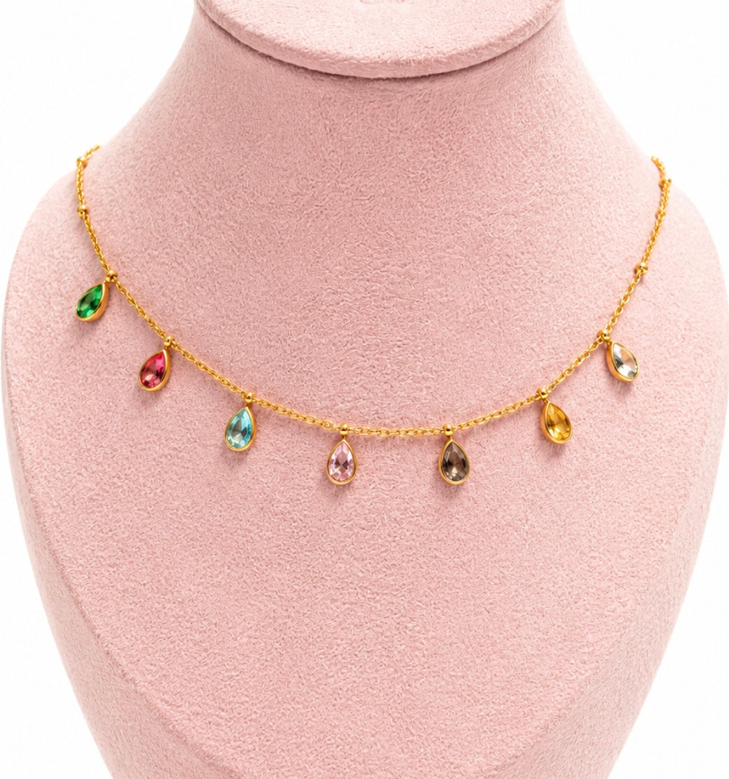 Multi colour drop necklace