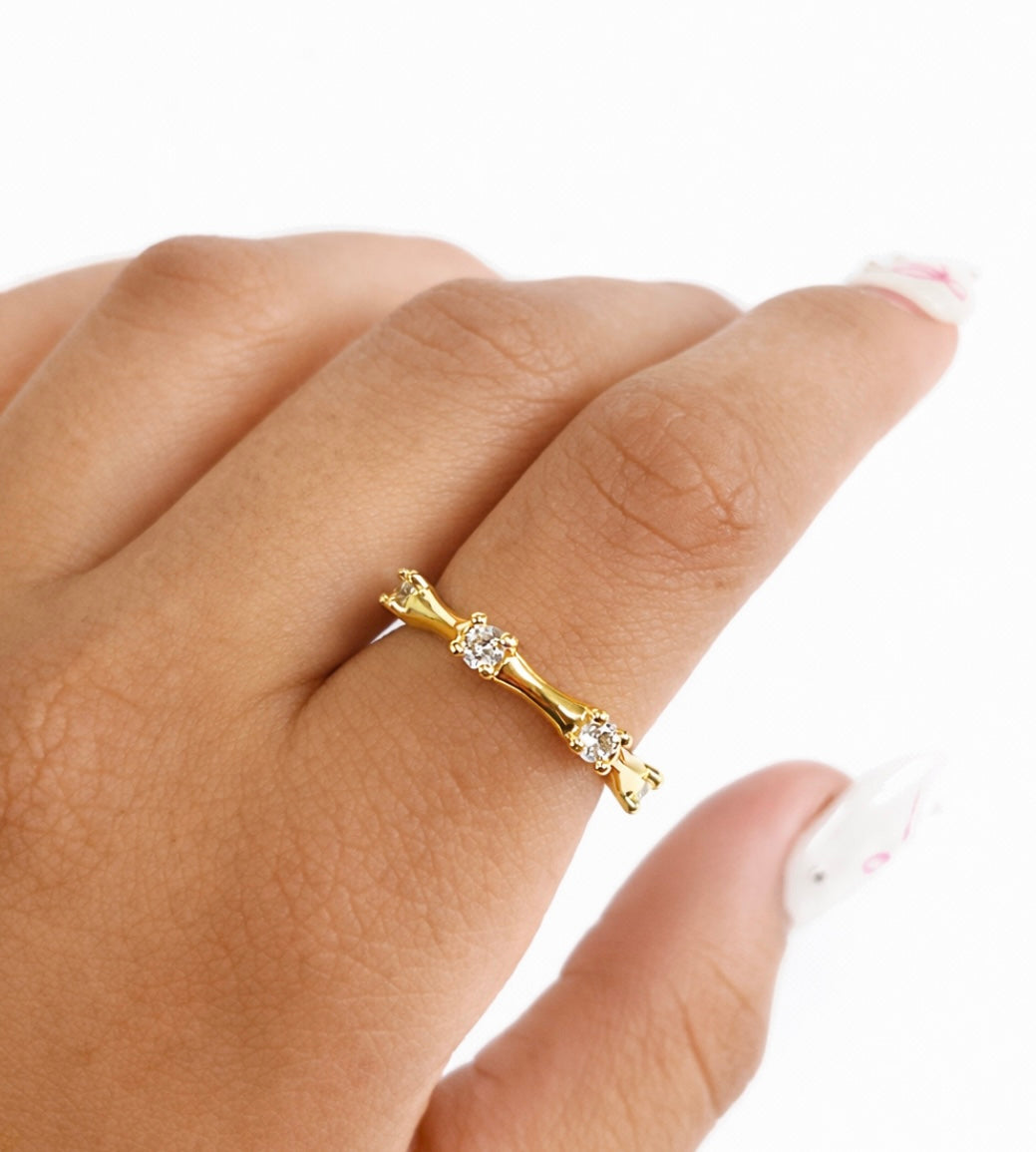 Bamboo stud ring (adjustable) - GlintHub