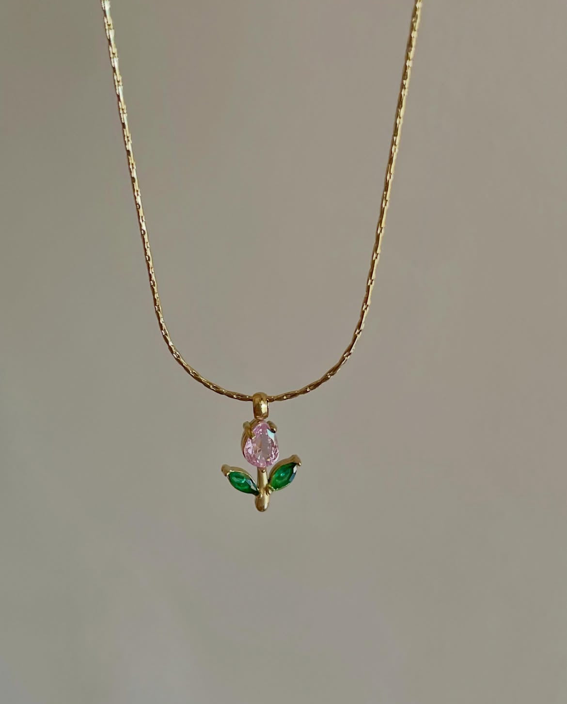 Pink tulip necklace