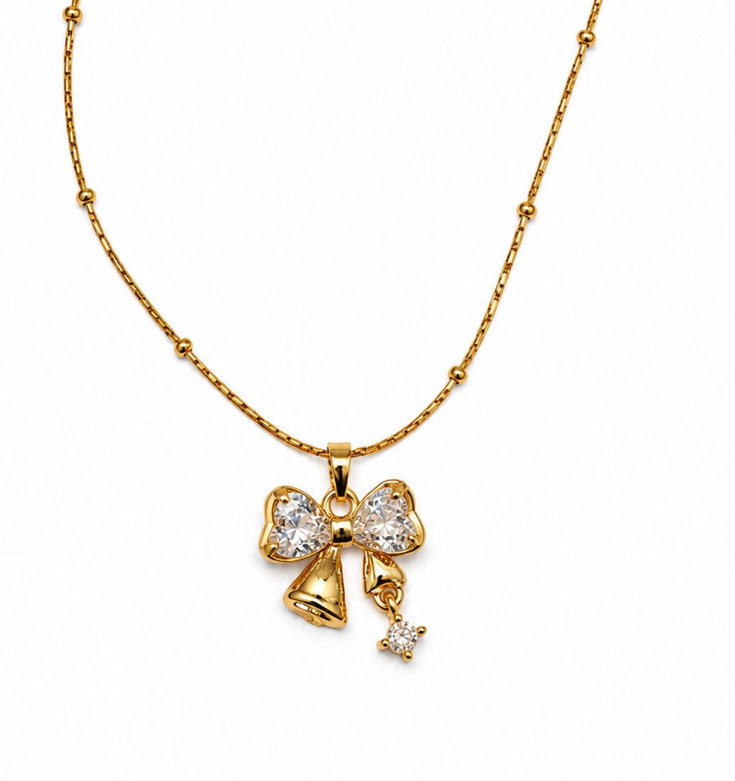 Crystal bow necklace - GlintHub