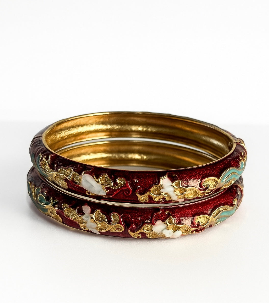 Red regal enamel bangle - GlintHub