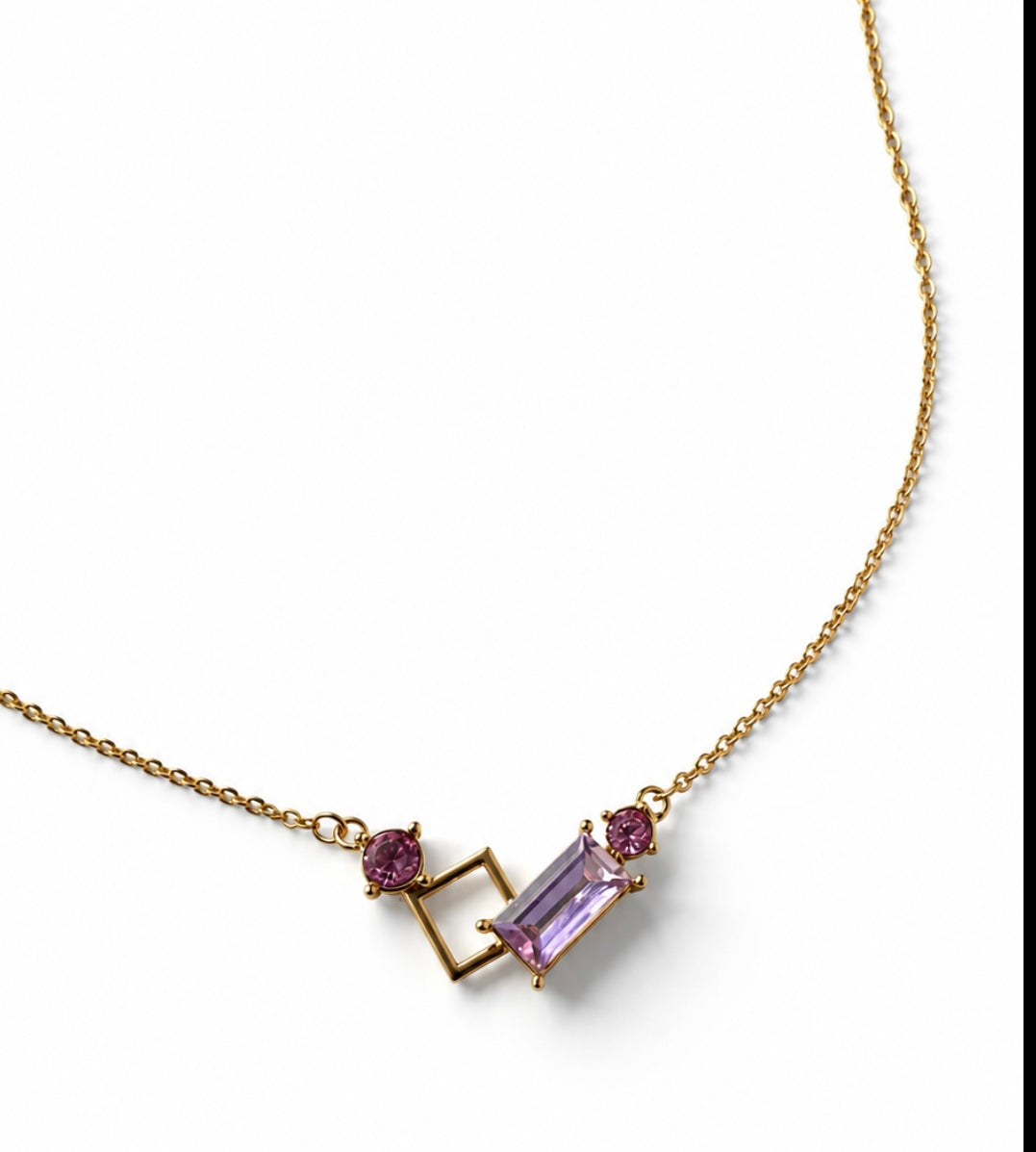 Pink gem necklace
