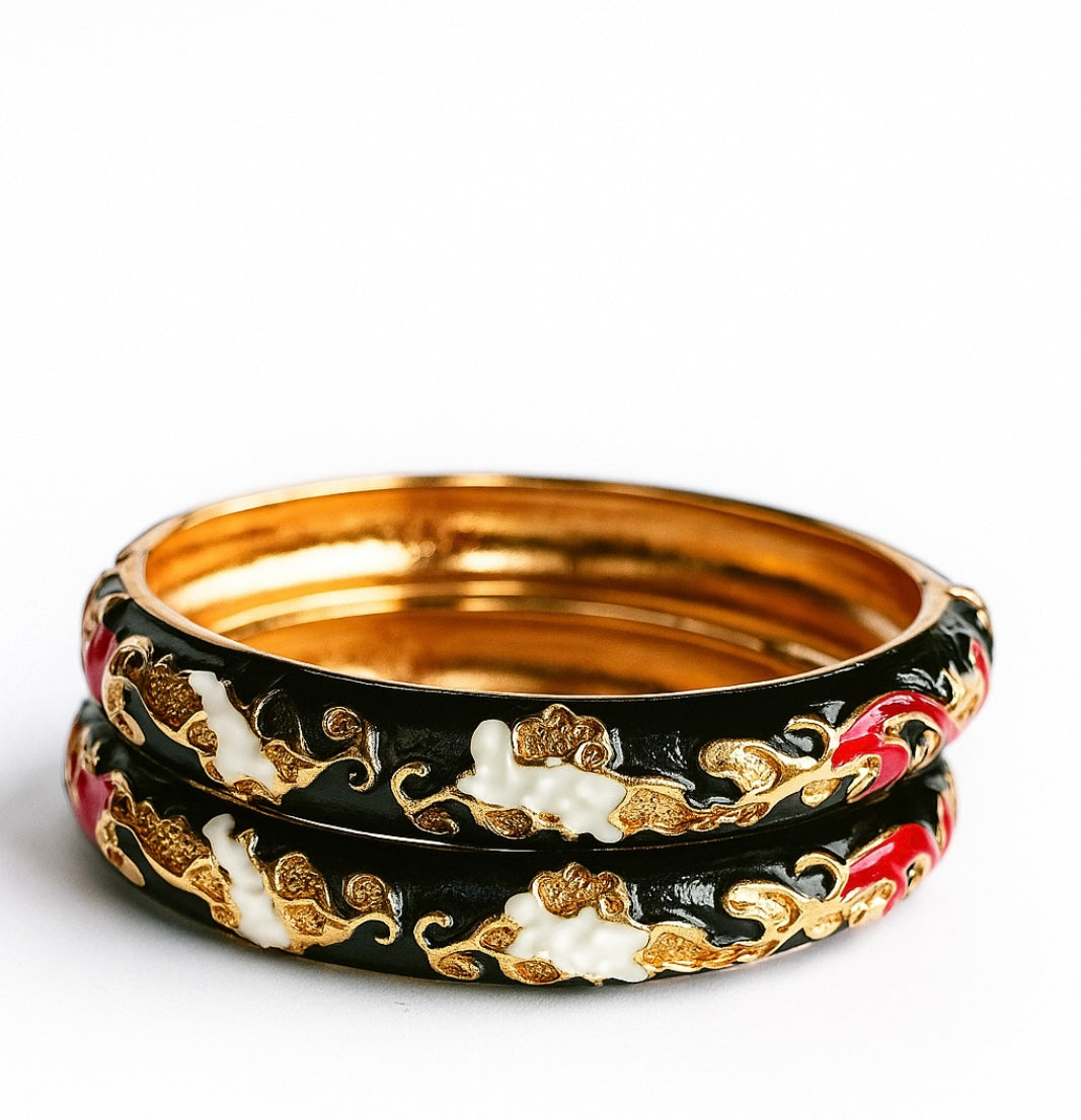 Radiant black enamel bangle - GlintHub