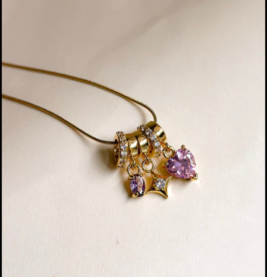Purple pearl charm necklace