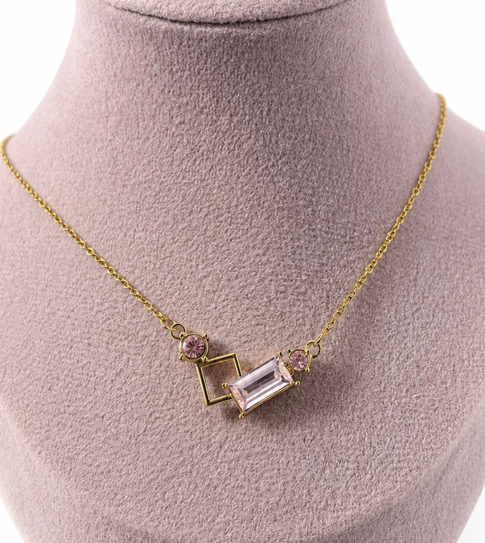 Pink gem necklace