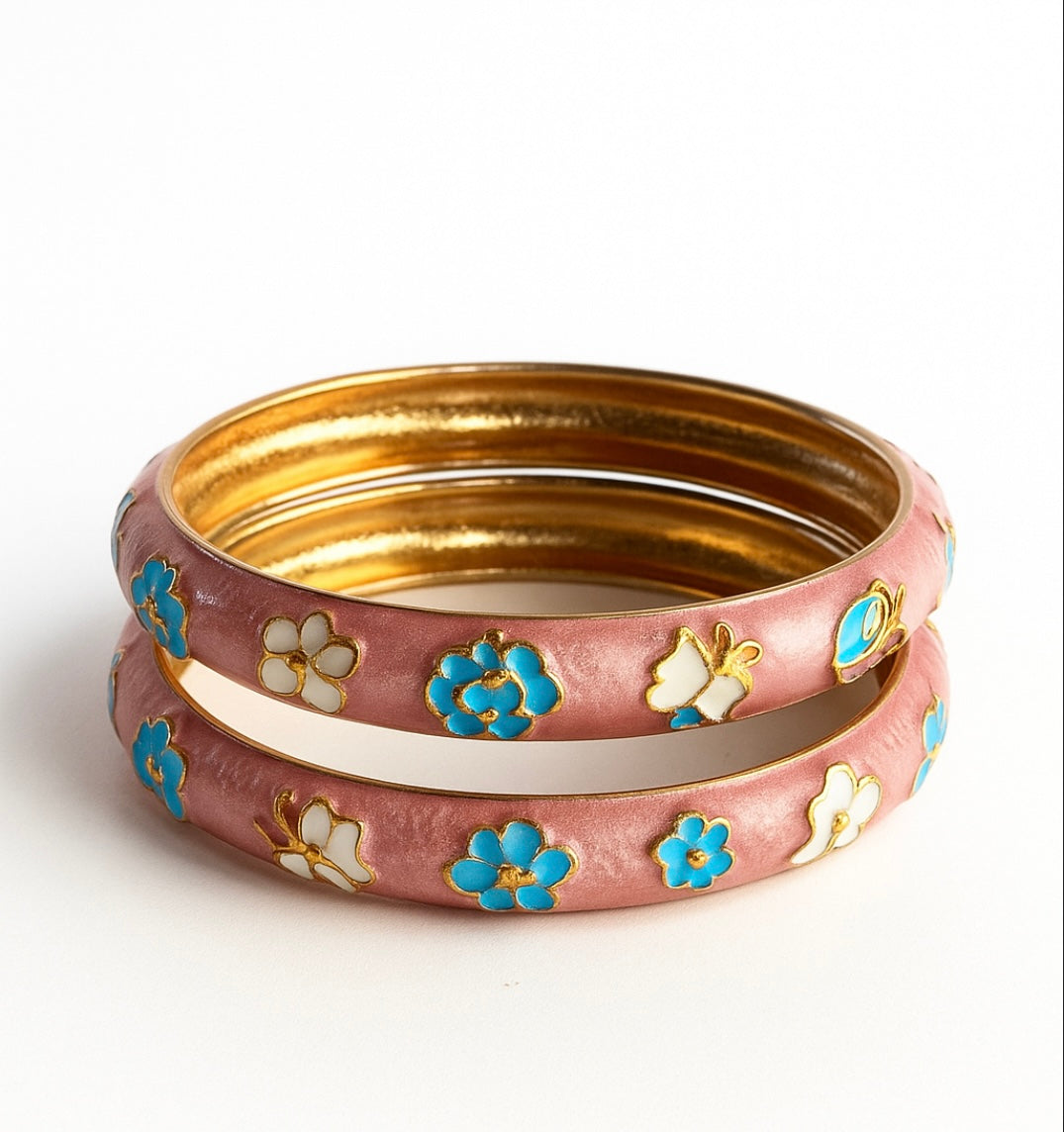 Baby pink enamel bangle - GlintHub