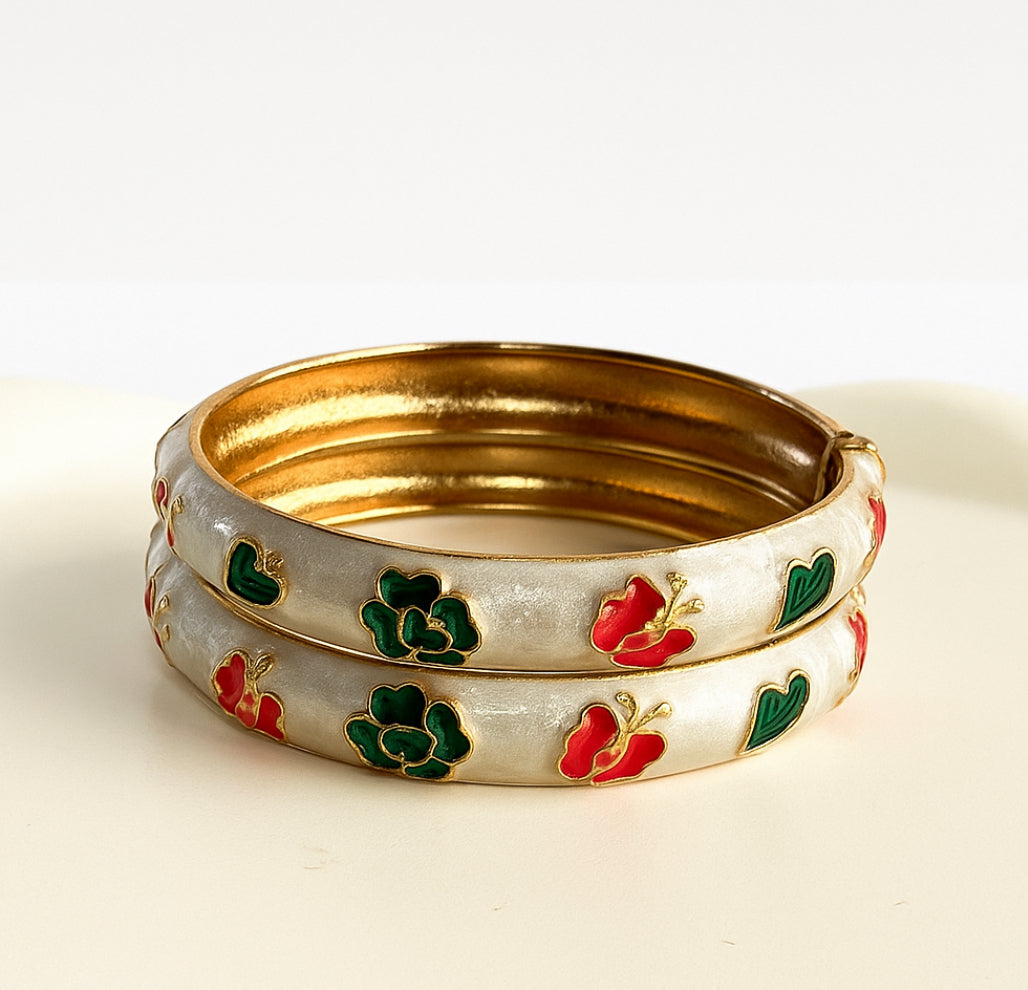 Garden of grace enamel bangle - GlintHub