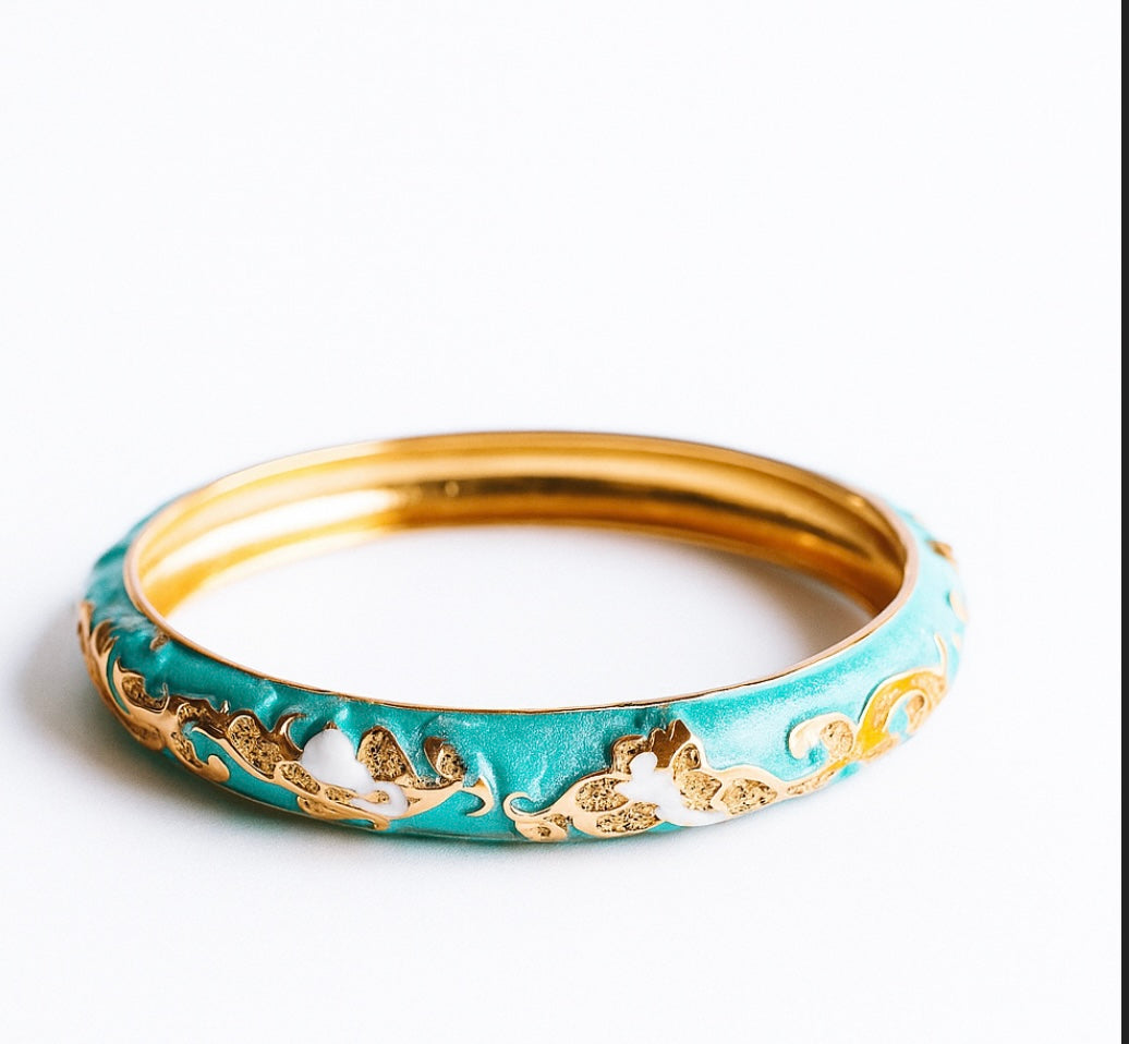 Green enamel bangle - GlintHub