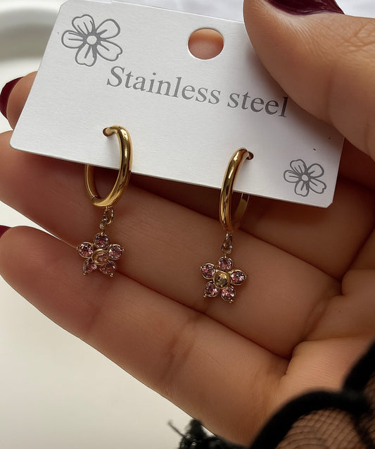 Pink flower earring - GlintHub