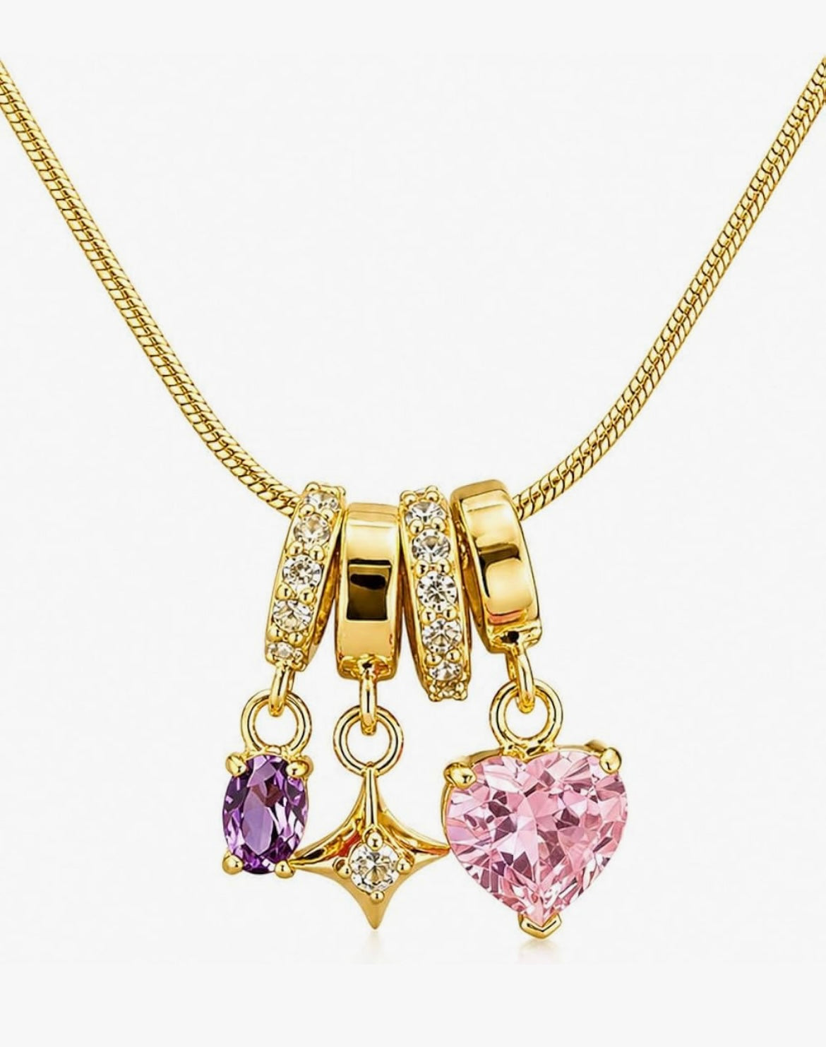 Purple pearl charm necklace