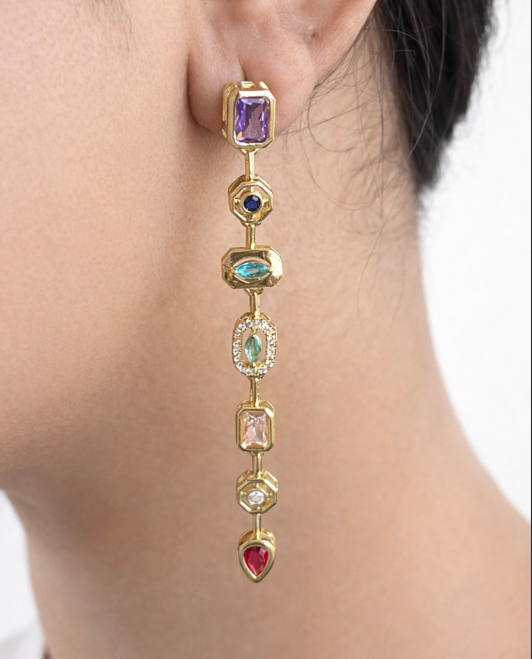 Moonstone charm earring