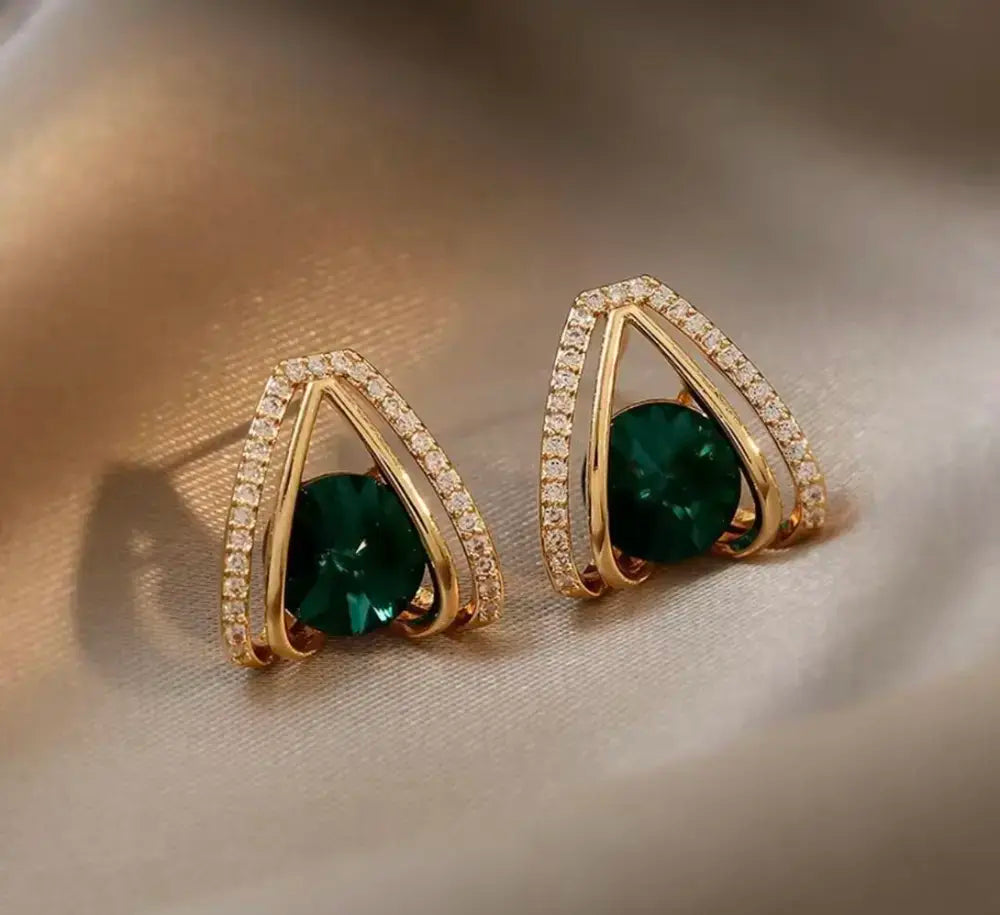Green emerald studs