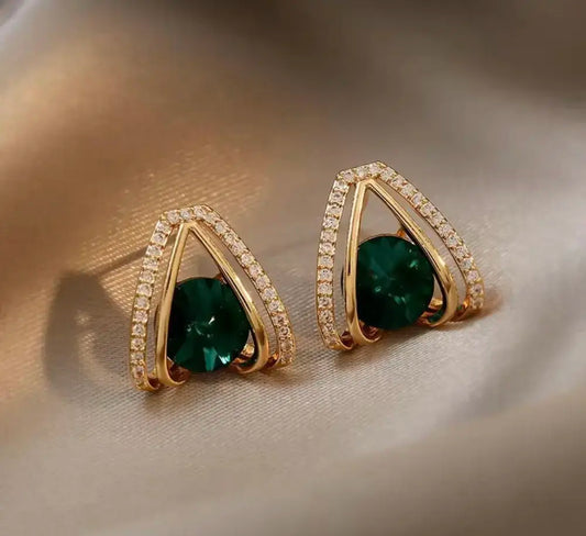 Green emerald studs