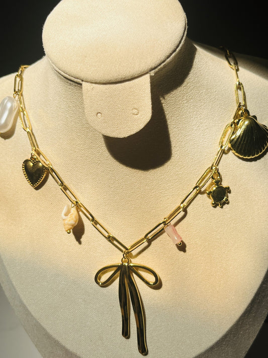 Ribbon Bow Charm Necklace2