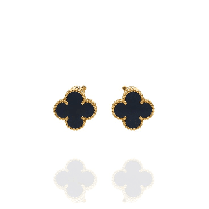 Van Cleef &#038; Arpels Vintage Alhambra Yellow Gold And Onyx Earrings